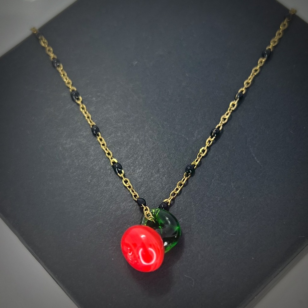 FRUIT SERIES Hand Blown Glass Apple Necklace